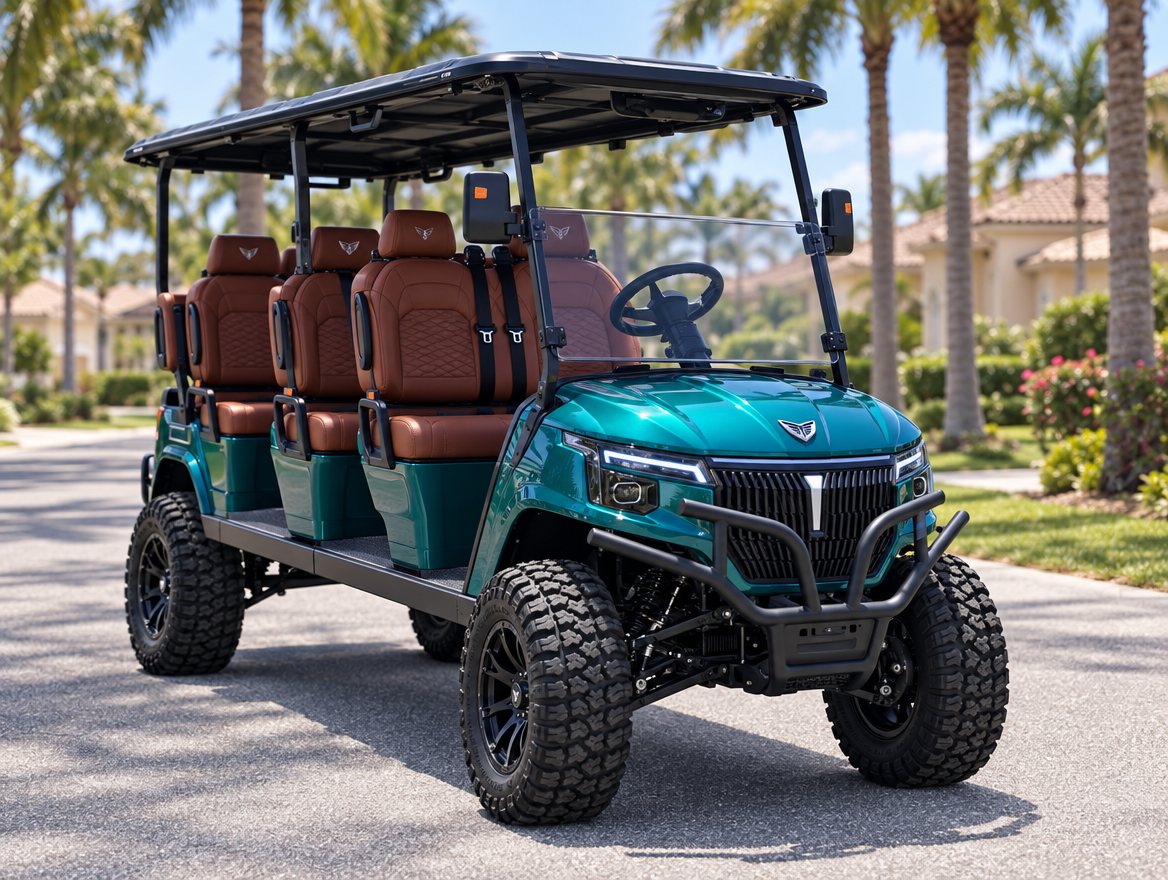 ALSET Vantage four- and six-passenger, forward or 4+2 lithium electric golf cart